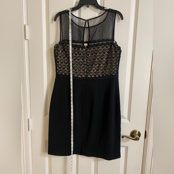 Black dress w/ lace & sheer top size 12 Ivanka Trump great condition! Flattering - Picture 7 of 12